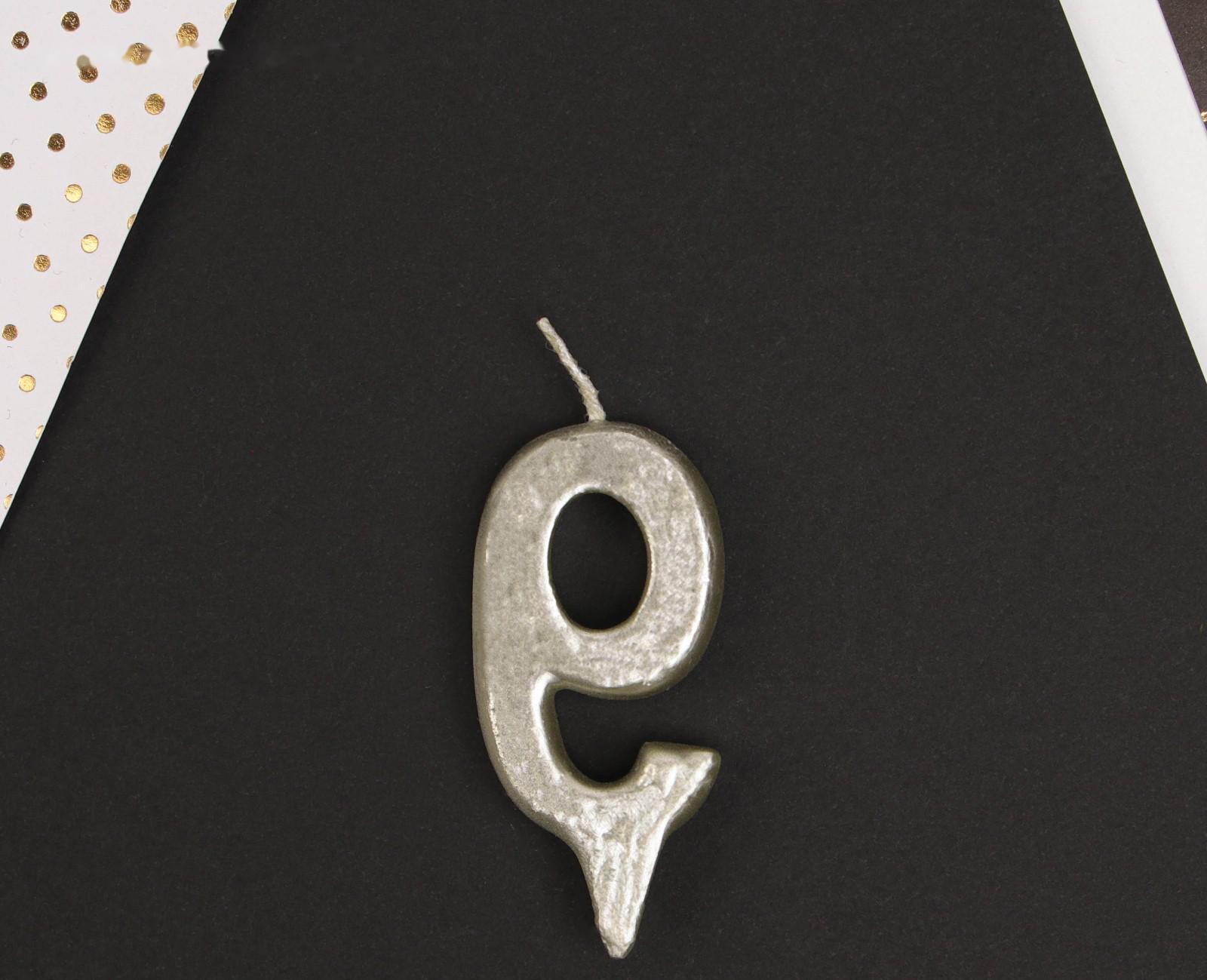 Свеча-цифра в торт «9», серебро