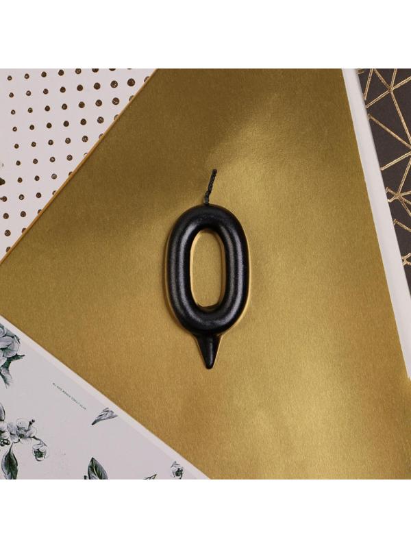 Свеча-цифра в торт «0», чёрная