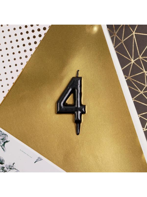 Свеча-цифра в торт «4», чёрная