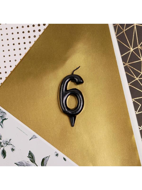 Свеча-цифра в торт «6», чёрная