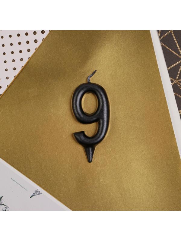 Свеча-цифра в торт «9», чёрная