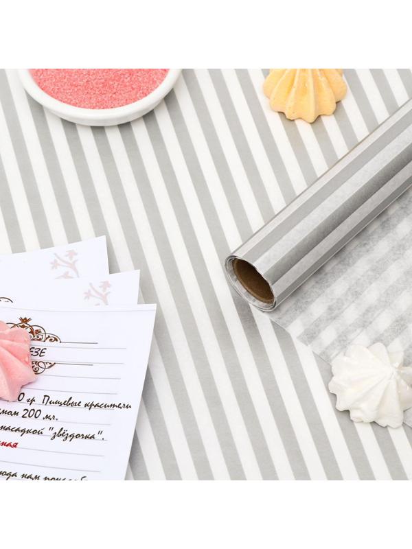Бумага силиконизированная «Полоски», серебряные, для выпечки, 0,38 х 5 м