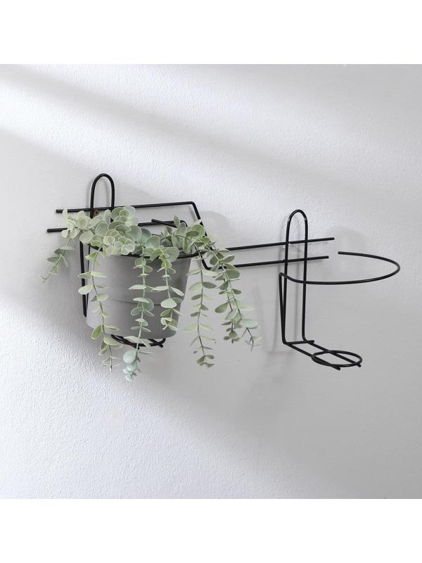 Подвес для кашпо, настенный, на 2 горшка, d=16 см, чёрный, «Волна - 2»