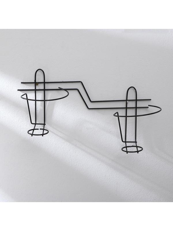 Подвес для кашпо, настенный, на 2 горшка, d=16 см, чёрный, «Волна - 2»