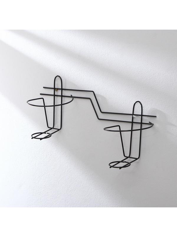 Подвес для кашпо, настенный, на 2 горшка, d=16 см, чёрный, «Волна - 2»