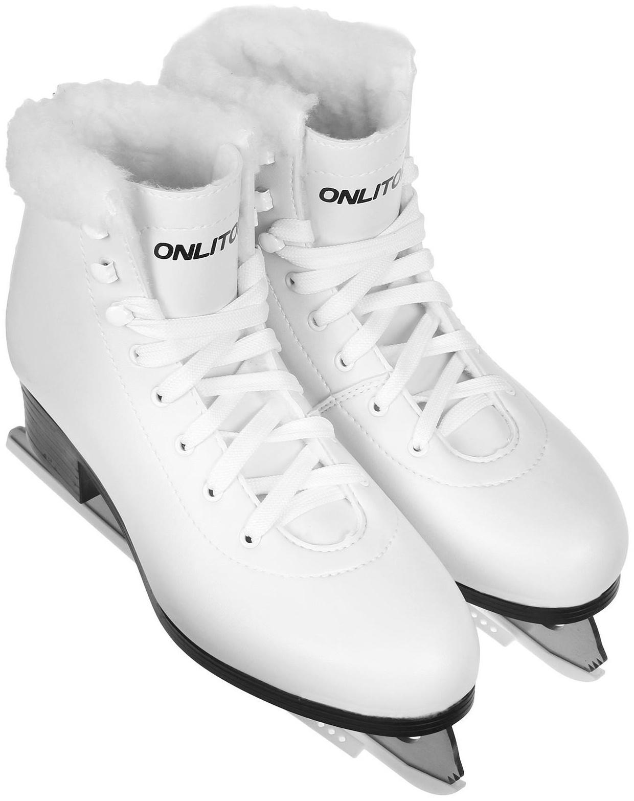 Коньки фигурные ONLITOP с мехом, искусственная кожа, размер 36