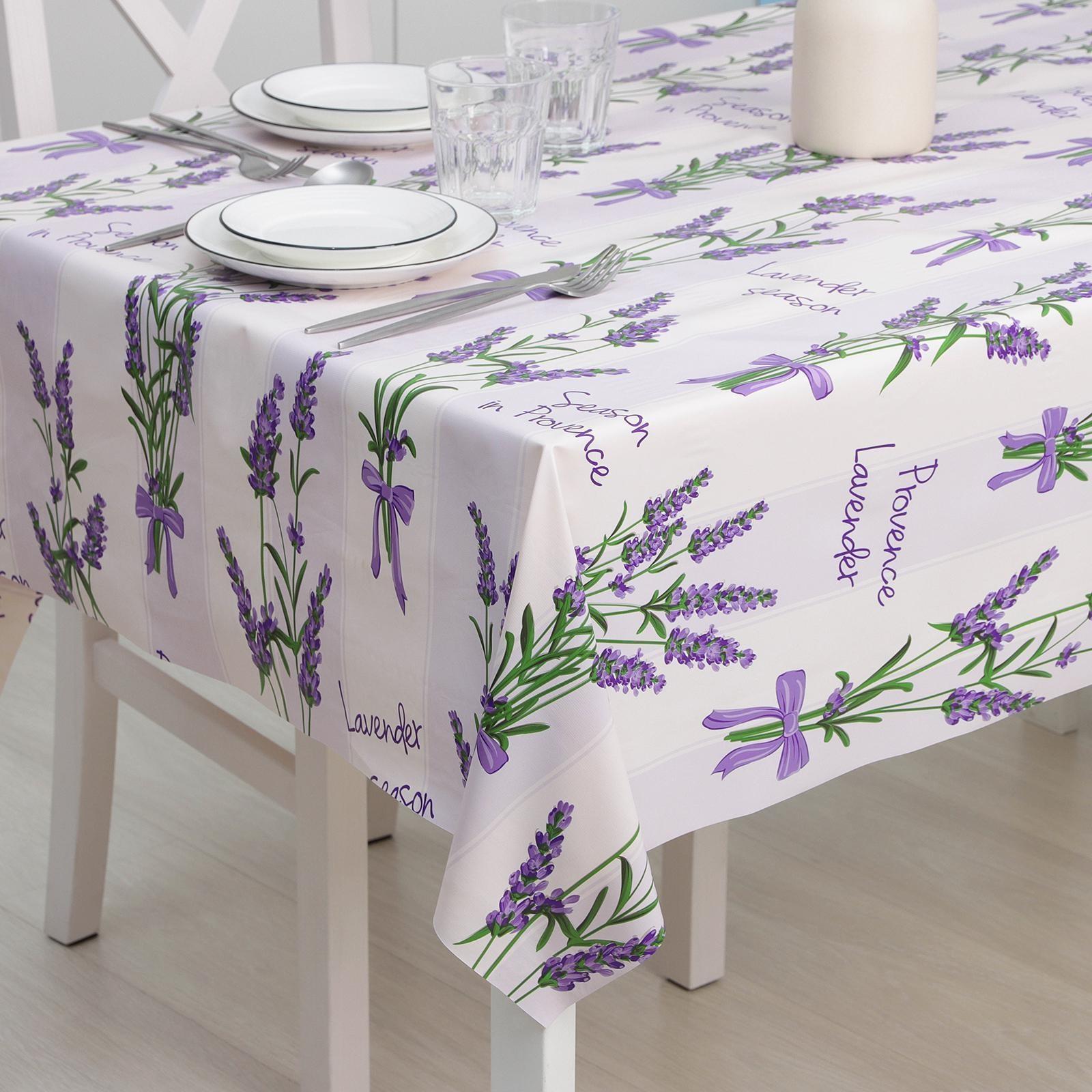 Клеёнка столовая на тканевой основе Доляна «Лаванда», рулон 20 метров, ширина 137 см
