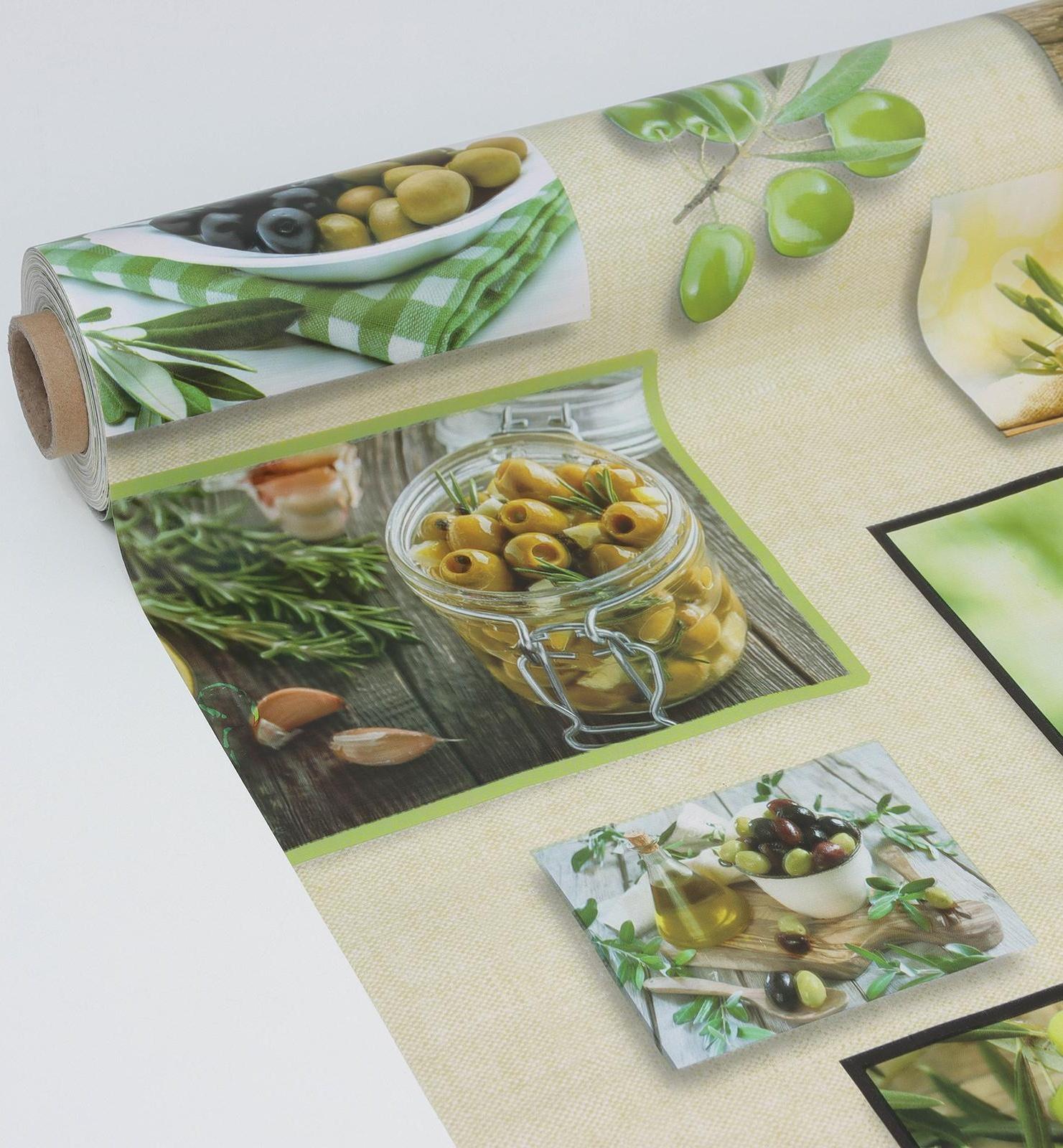 Клеёнка столовая на тканевой основе Доляна «Оливки», рулон 20 метров, ширина 137 см