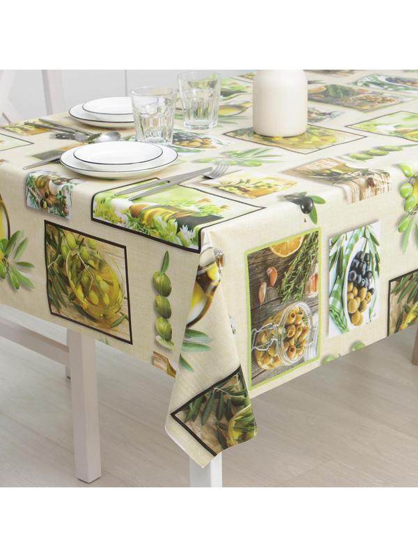 Клеёнка столовая на тканевой основе Доляна «Оливки», рулон 20 метров, ширина 137 см