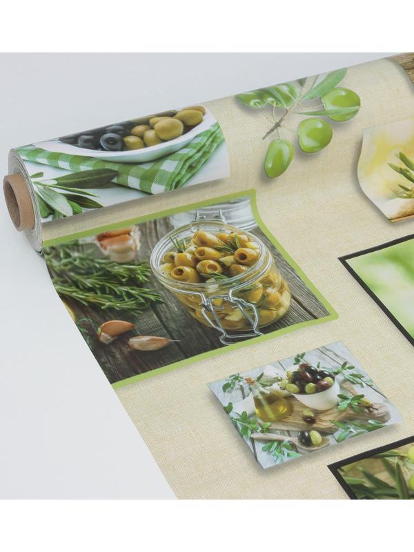 Клеёнка столовая на тканевой основе Доляна «Оливки», рулон 20 метров, ширина 137 см