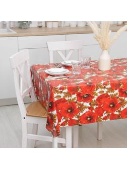 Клеёнка столовая на тканевой основе Доляна «Маки», рулон 20 метров, ширина 137 см