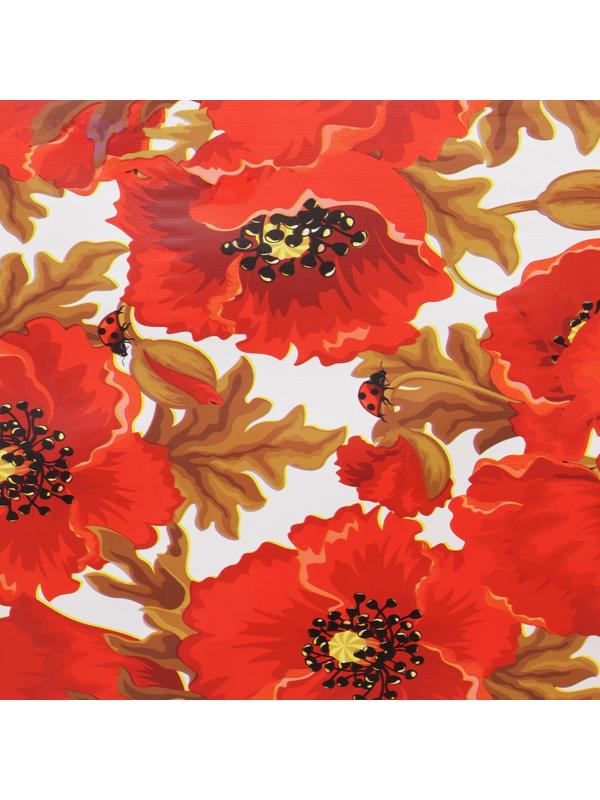 Клеёнка столовая на тканевой основе Доляна «Маки», рулон 20 метров, ширина 137 см