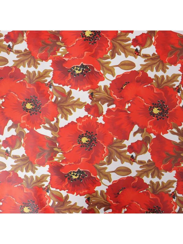 Клеёнка столовая на тканевой основе Доляна «Маки», рулон 20 метров, ширина 137 см