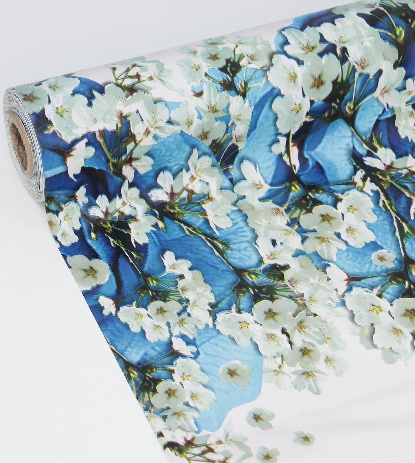 Клеёнка столовая на тканевой основе Доляна «Синие розы», рулон 20 метров, ширина 137 см