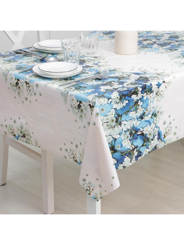 Клеёнка столовая на тканевой основе Доляна «Синие розы», рулон 20 метров, ширина 137 см