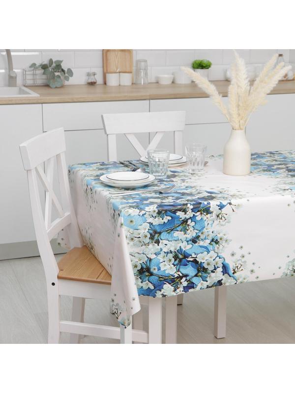 Клеёнка столовая на тканевой основе Доляна «Синие розы», рулон 20 метров, ширина 137 см