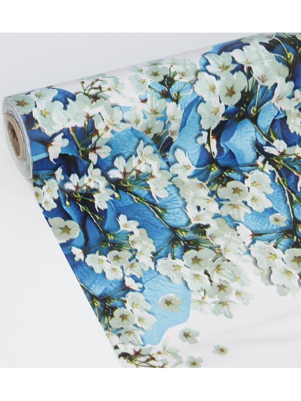 Клеёнка столовая на тканевой основе Доляна «Синие розы», рулон 20 метров, ширина 137 см