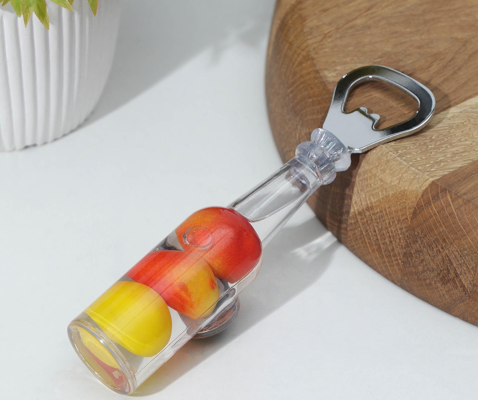 Открывалка «Бутылёк», на магните, 13,5×2,5×3 см, цвет хромированный