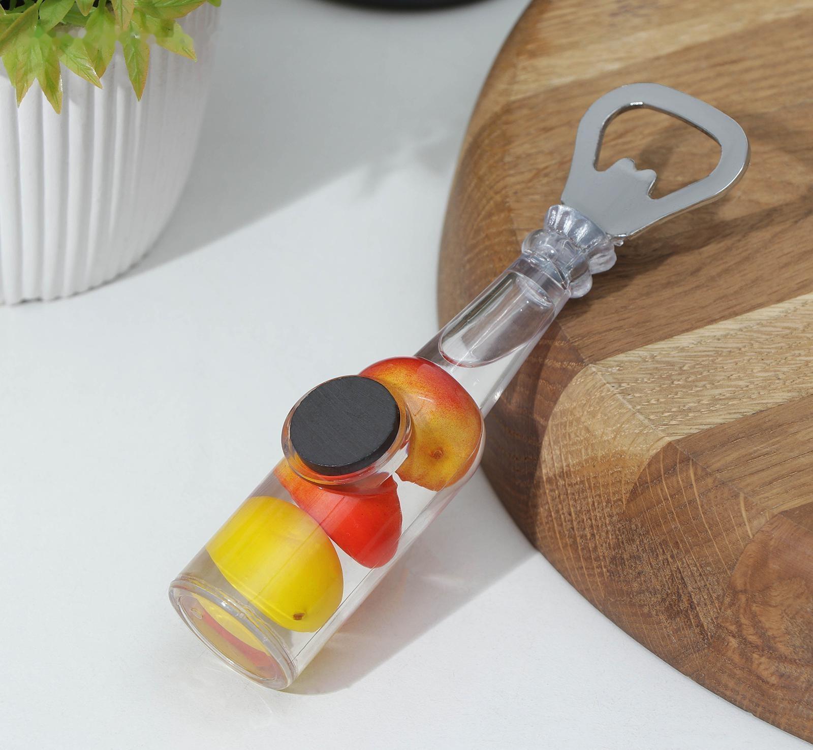 Открывалка «Бутылёк», на магните, 13,5×2,5×3 см, цвет хромированный