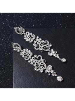 Серьги висячие со стразами 