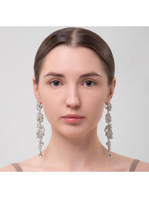 Серьги висячие со стразами 