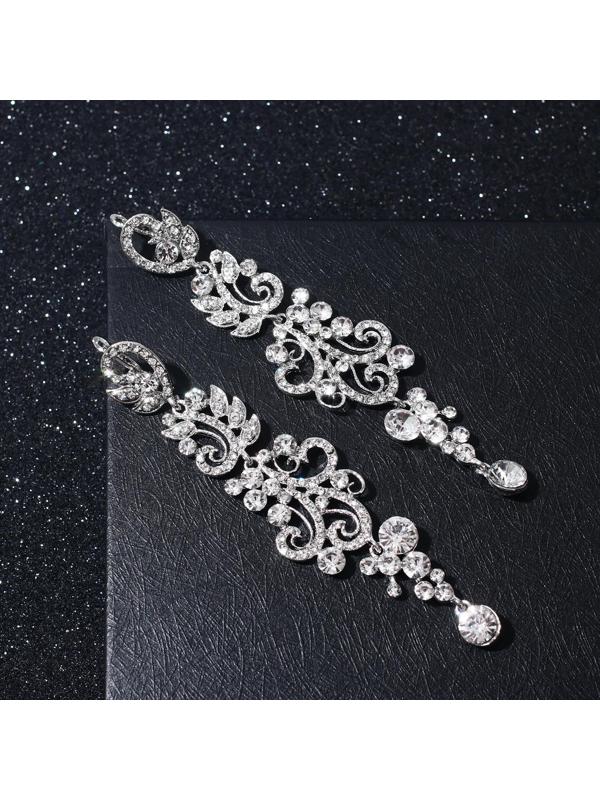 Серьги висячие со стразами 