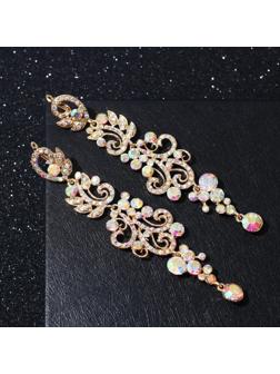 Серьги висячие со стразами 