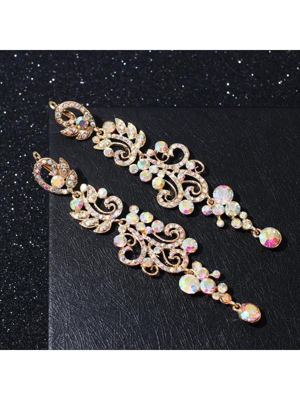 Серьги висячие со стразами 