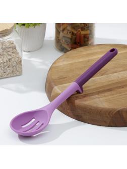 Ложка с прорезями Доляна «Мегара», 29×6,5×2,5 см, цвет фиолетовый