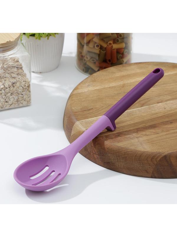 Ложка с прорезями Доляна «Мегара», 29×6,5×2,5 см, цвет фиолетовый