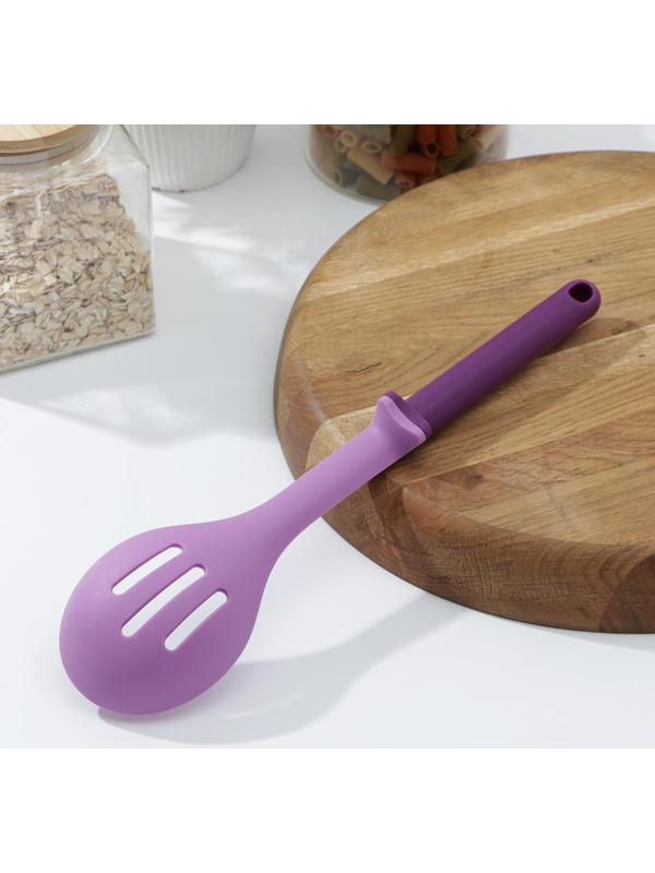 Ложка с прорезями Доляна «Мегара», 29×6,5×2,5 см, цвет фиолетовый