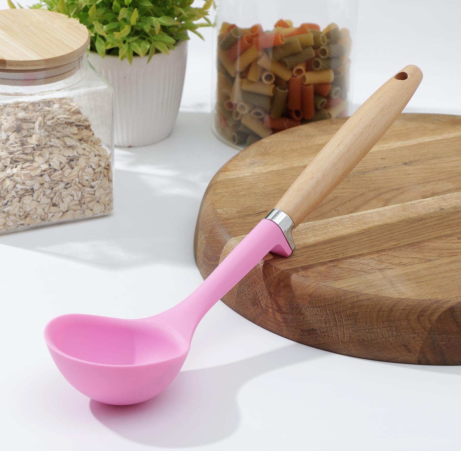 Половник Доляна «Стелла», 29×8×3,5 см, цвет розовый