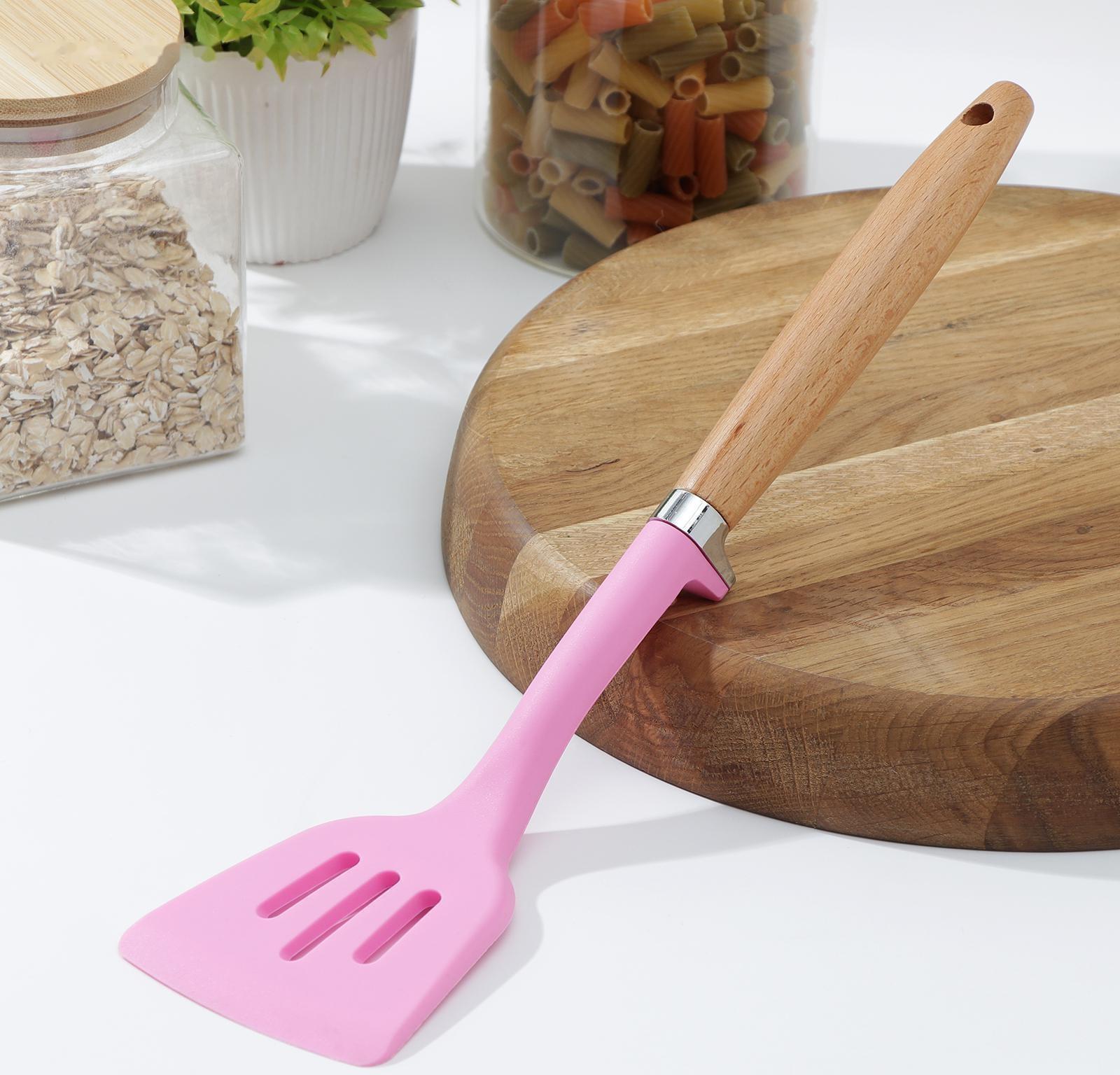 Лопатка с прорезями Доляна «Стелла», 29×8×2,5 см, цвет розовый