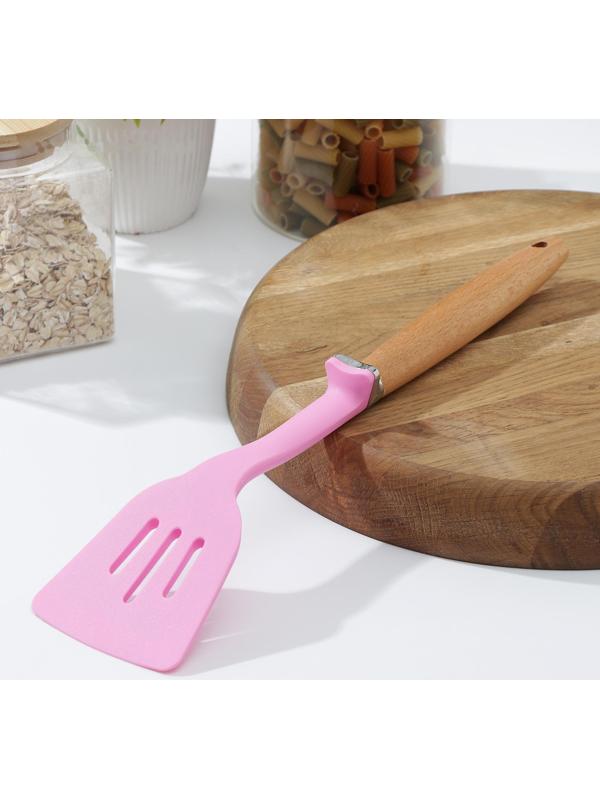 Лопатка с прорезями Доляна «Стелла», 29×8×2,5 см, цвет розовый