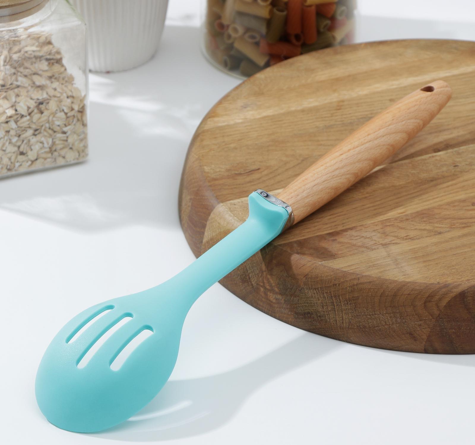 Ложка с прорезями Доляна «Лагуна», 29×6,5×2,5 см, цвет голубой