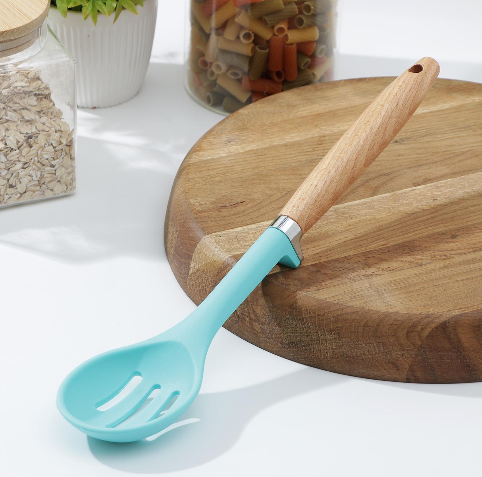 Ложка с прорезями Доляна «Лагуна», 29×6,5×2,5 см, цвет голубой