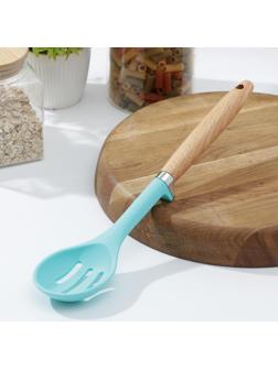 Ложка с прорезями Доляна «Лагуна», 29×6,5×2,5 см, цвет голубой