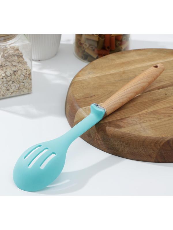 Ложка с прорезями Доляна «Лагуна», 29×6,5×2,5 см, цвет голубой