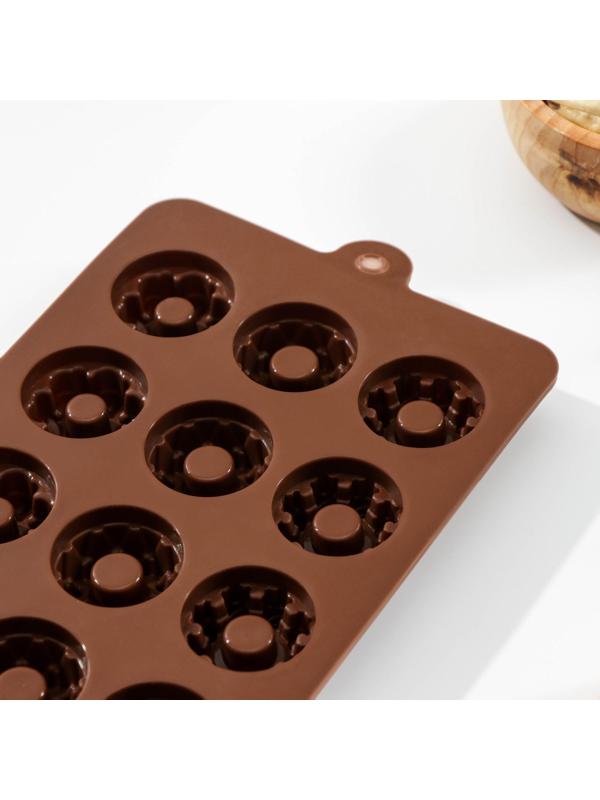 Форма для льда и кондитерских украшений «Дольче», 15 ячеек, 20×11×1,8 см, силикон, цвет шоколадный
