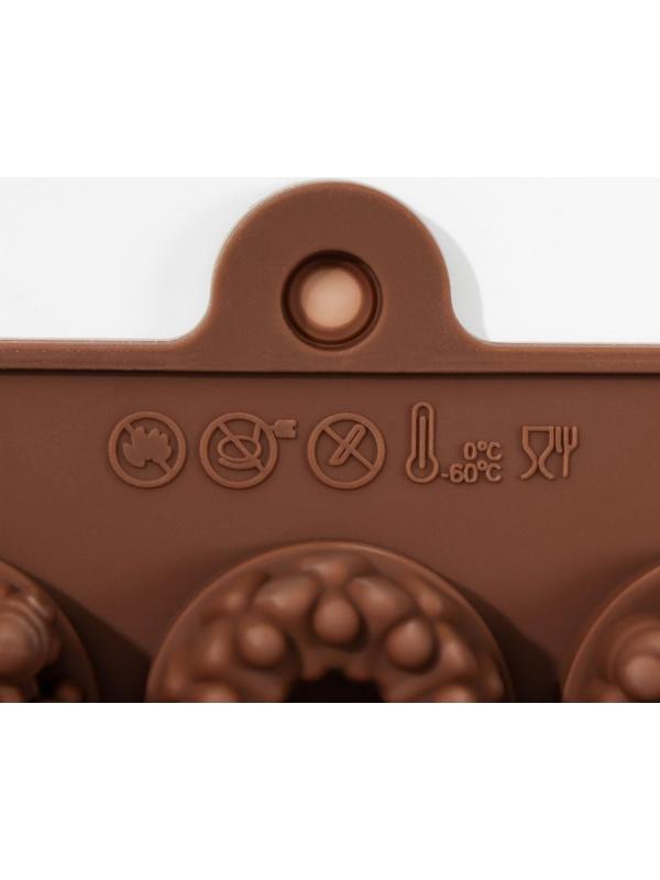 Форма для льда и кондитерских украшений «Дольче», 15 ячеек, 20×11×1,8 см, силикон, цвет шоколадный