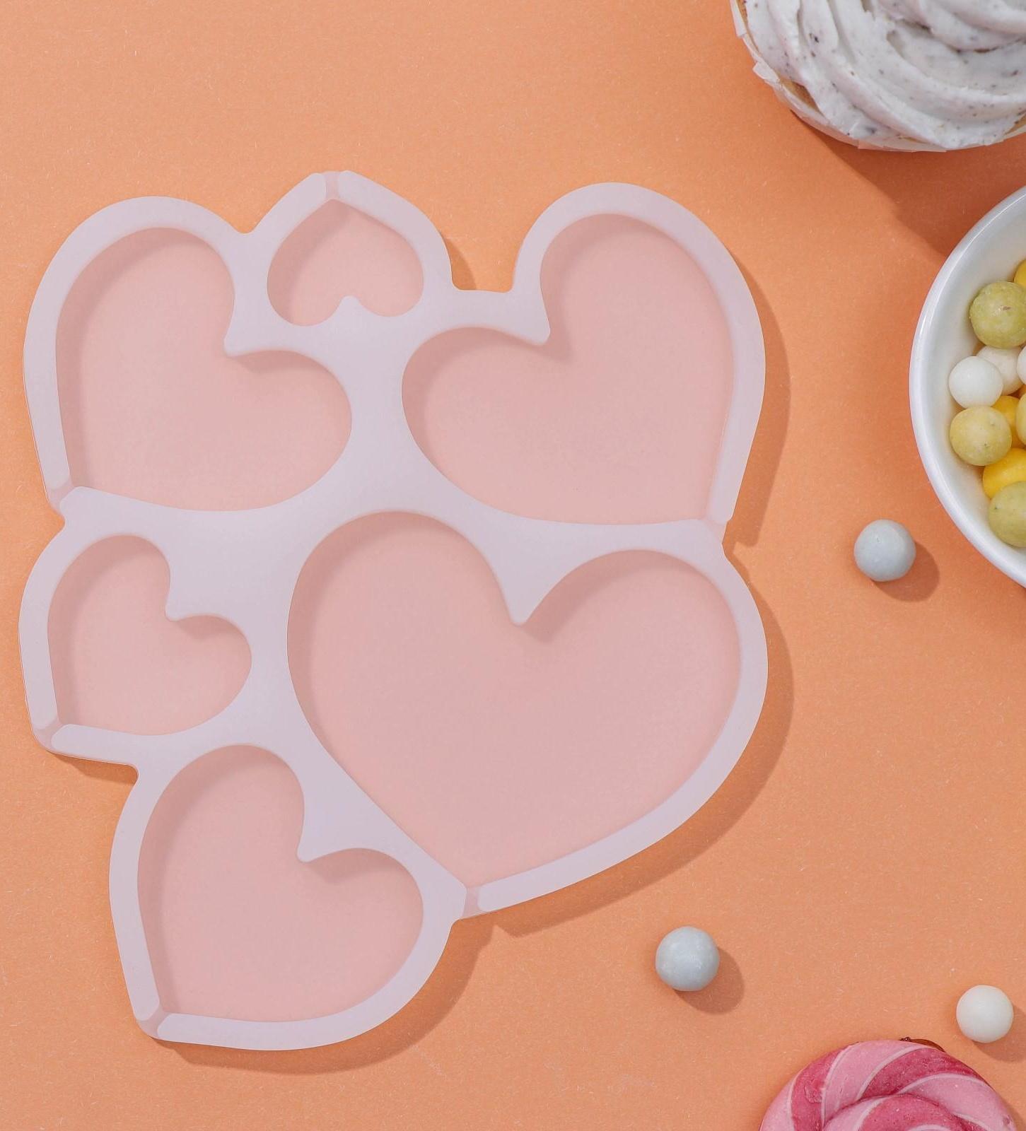 Форма для леденцов «Сердечки», 6 ячеек, 16×14×0,7 см, цвет белый