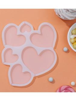 Форма для леденцов «Сердечки», 6 ячеек, 16×14×0,7 см, цвет белый
