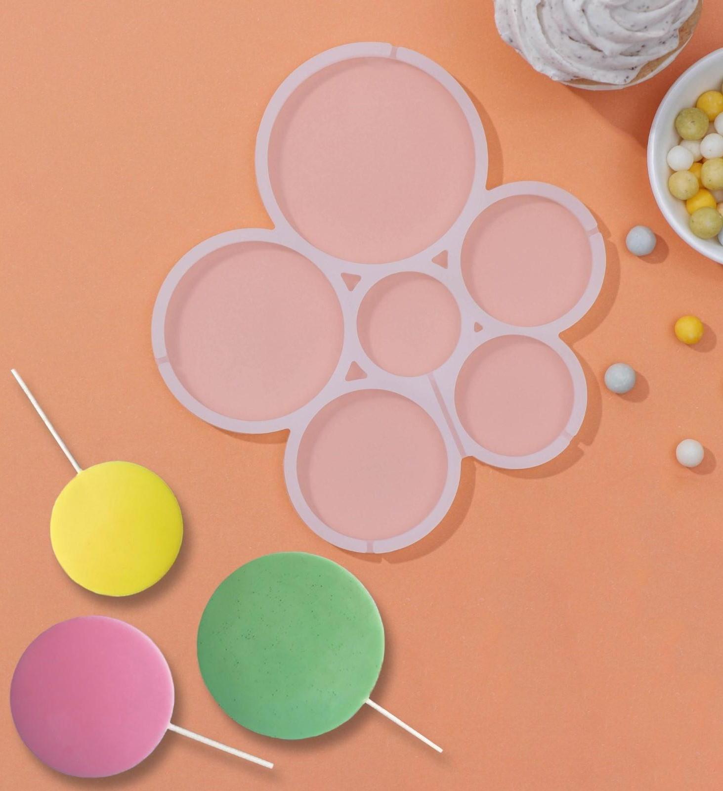 Форма для леденцов «Кругляши», 6 ячеек, 17×15,5×0,7 см, цвет белый