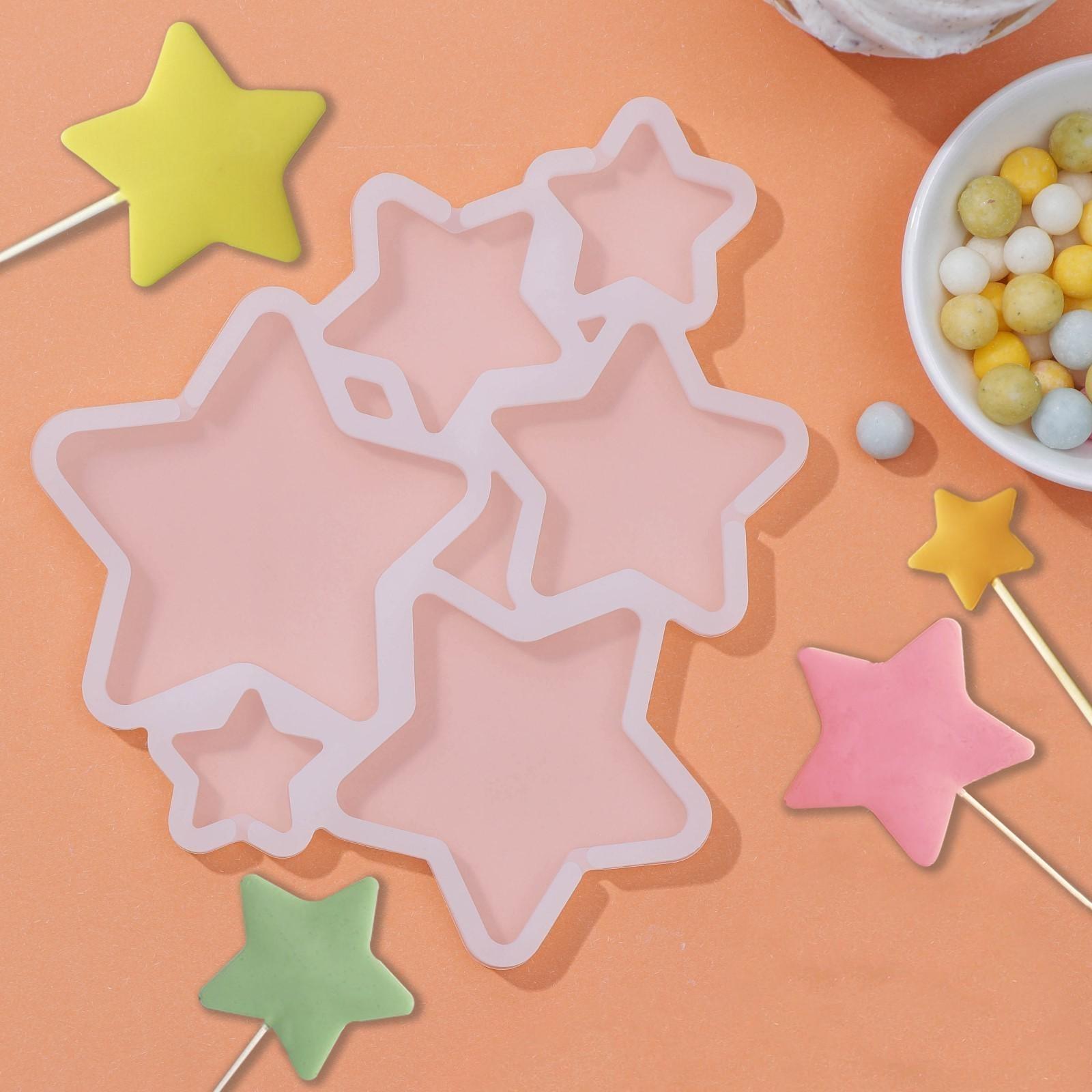 Форма для леденцов «Звёзды», 6 ячеек, 15,5×13,5×0,7 см, цвет белый