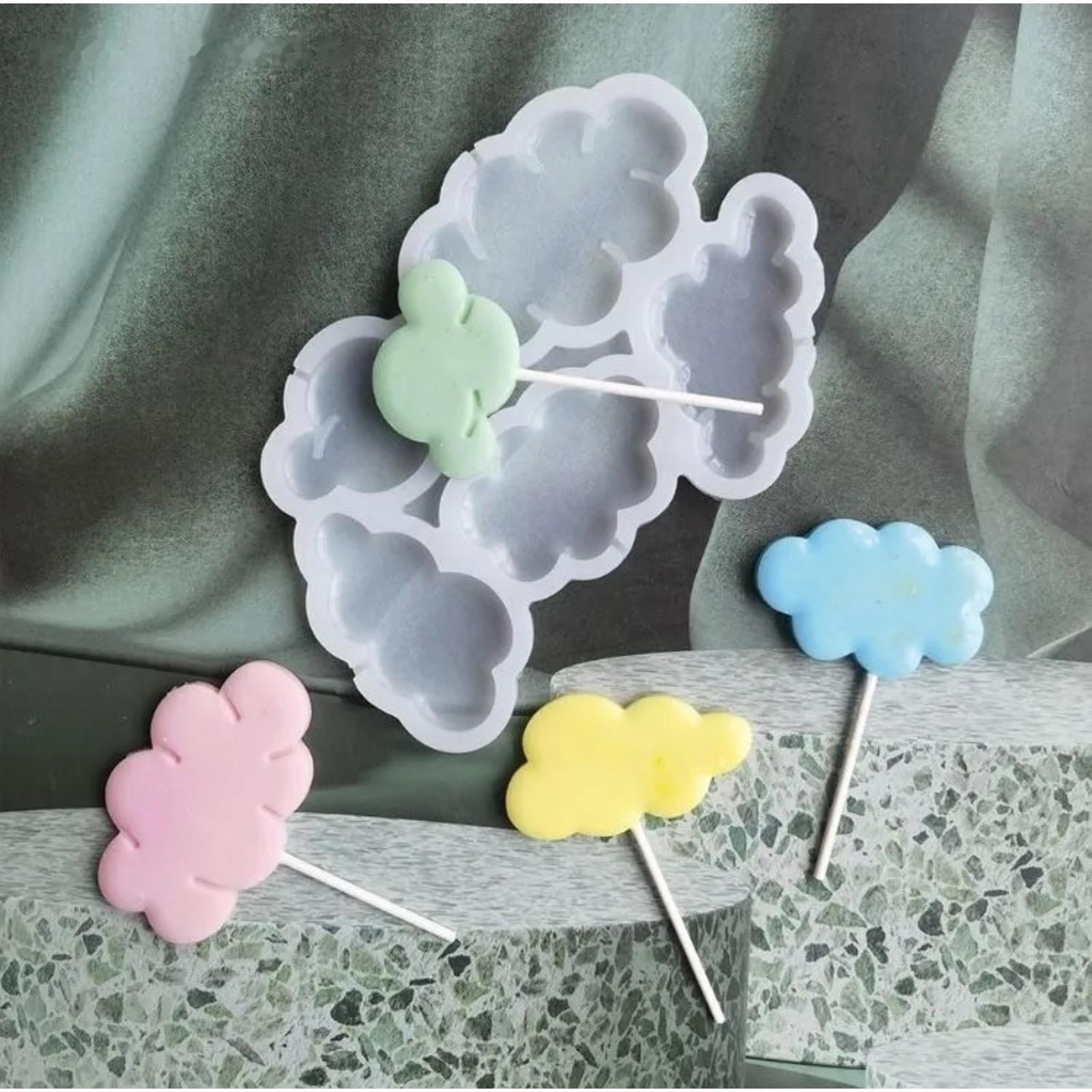 Форма для леденцов «Облачка», 5 ячеек, 15×10,5×0,7 см, цвет белый