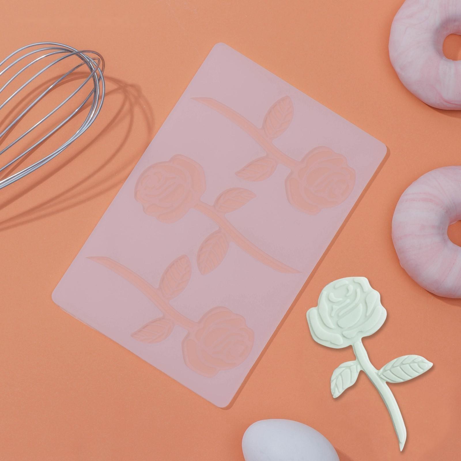 Силиконовый коврик для айстинга «Розы», 3 ячейки, 19×12,5×0,1 см, цвет прозрачный