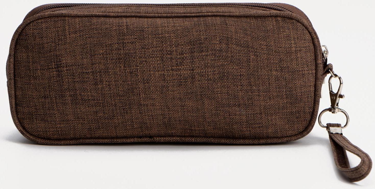 Косметичка, 2 отдела на молниях, цвет коричневый