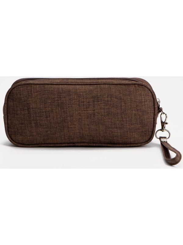 Косметичка, 2 отдела на молниях, цвет коричневый