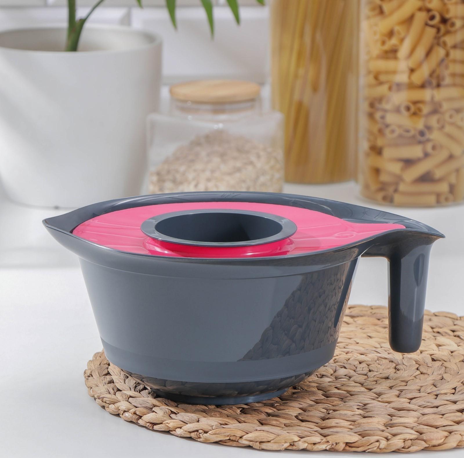 Ёмкость для миксера с крышкой, 2,3 л, 28,9×22×12,9 см, цвет МИКС