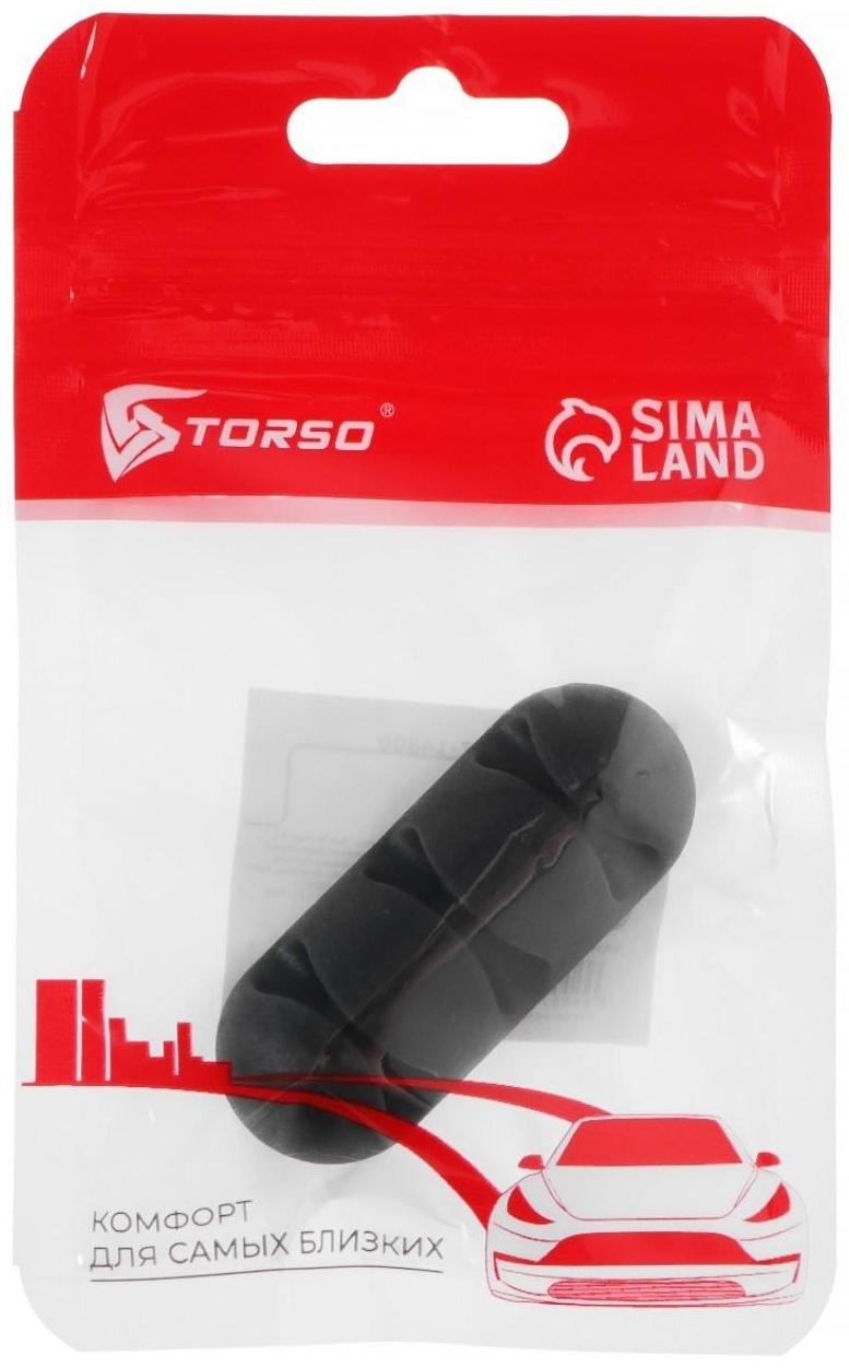 Держатель проводов TORSO, самоклеящийся, 3 деления, 5×2см, черный